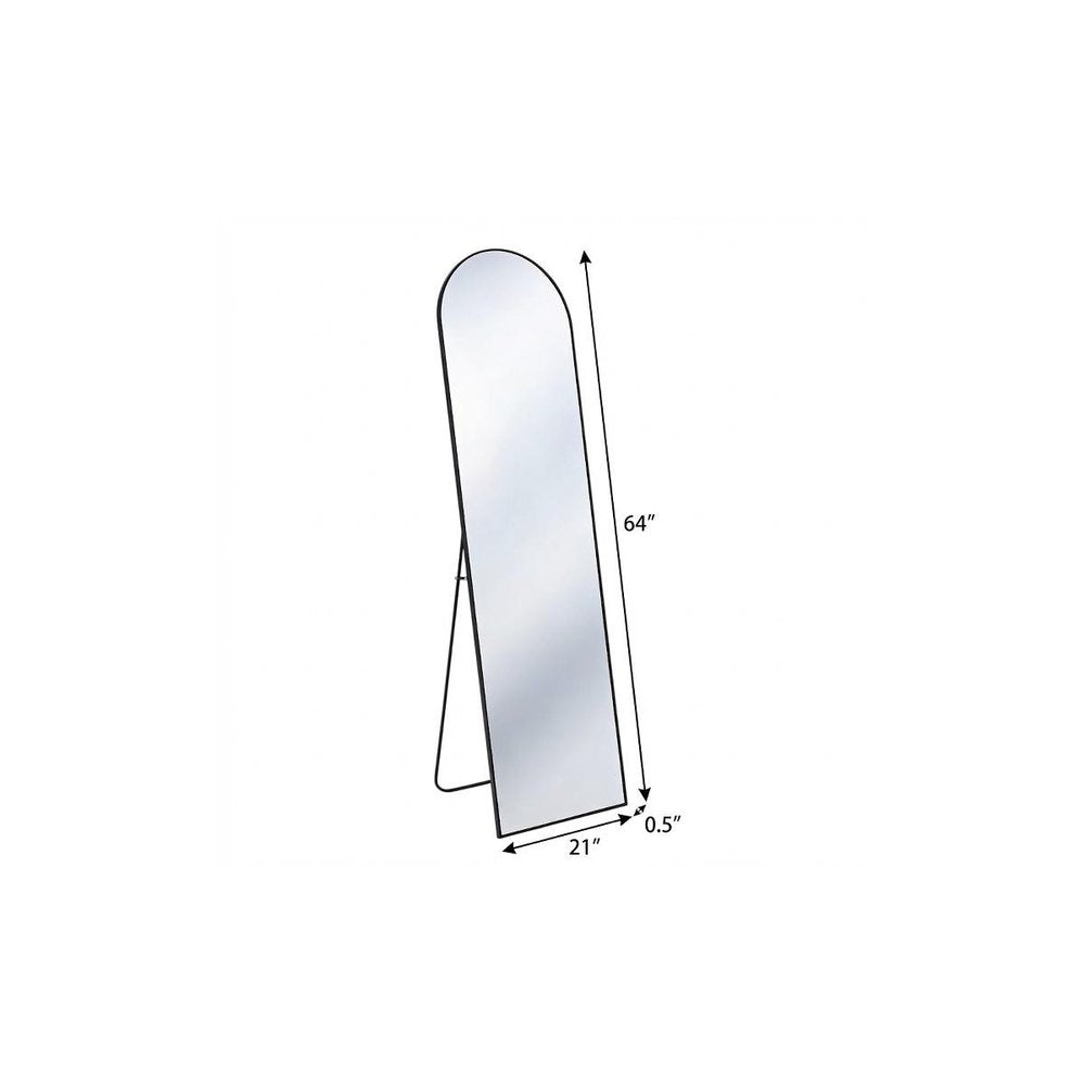 64" Black Aluminum Arch Freestanding And Wall Mounted Framed Full Length Mirror — view 4
