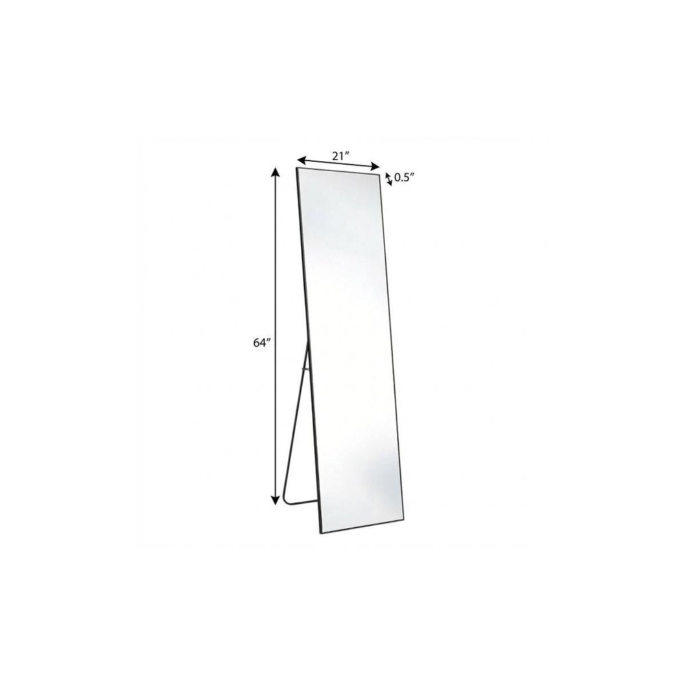 64" Black Aluminum Freestanding And Wall Mounted Framed Full Length Mirror — view 4