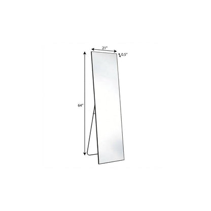 64" Black Aluminum Freestanding And Wall Mounted Framed Full Length Mirror