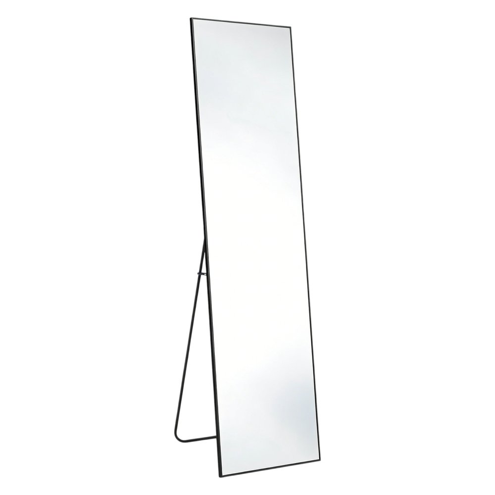 64" Black Aluminum Freestanding And Wall Mounted Framed Full Length Mirror — view 1