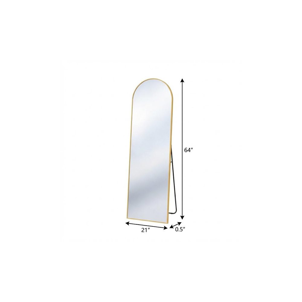 64" Gold Aluminum Arch Freestanding And Wall Mounted Framed Full Length Mirror — view 2