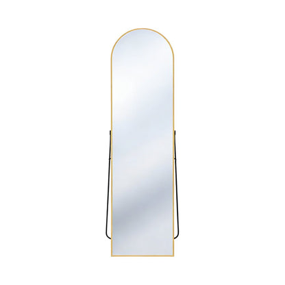 64" Gold Aluminum Arch Freestanding And Wall Mounted Framed Full Length Mirror