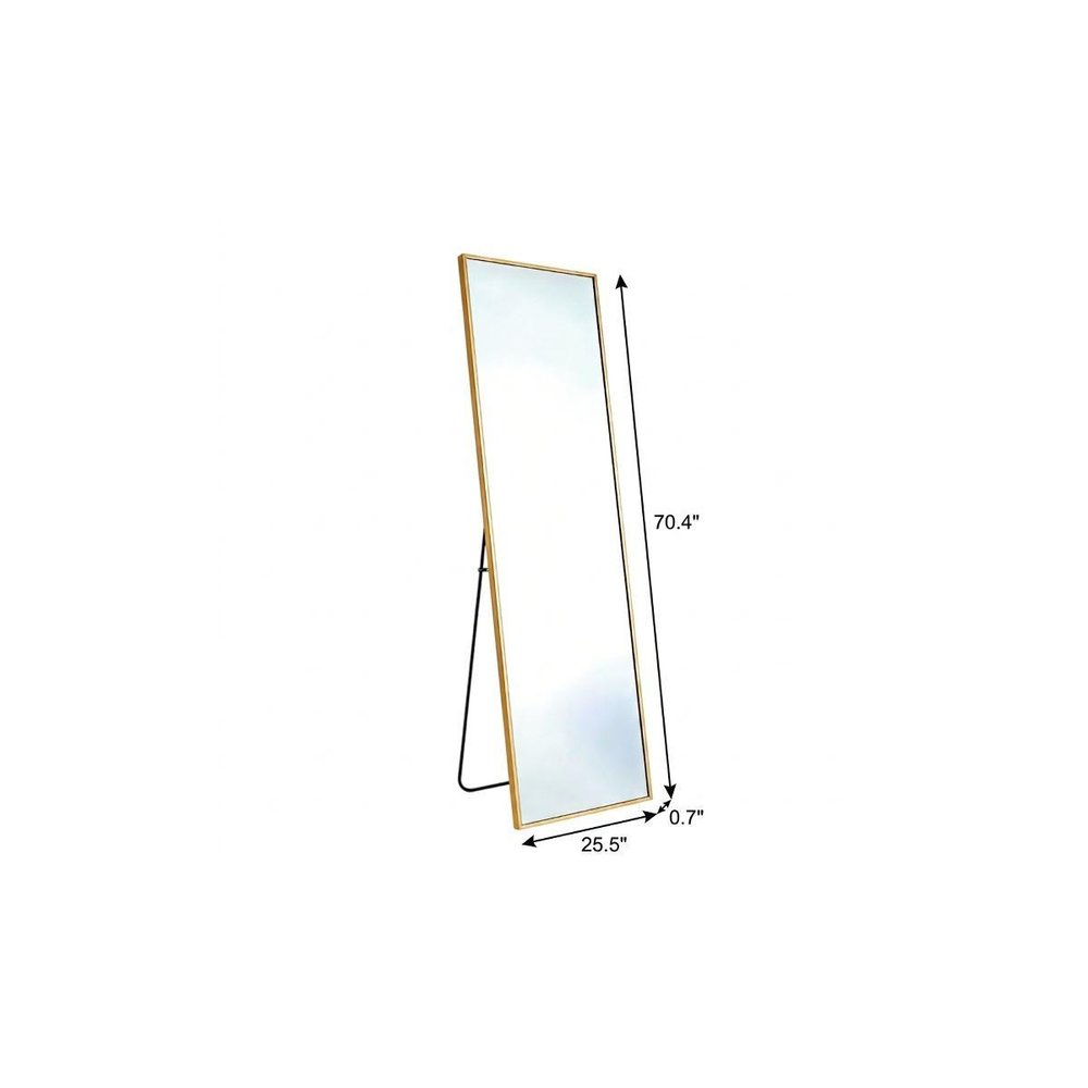 70" Gold Aluminum Freestanding And Wall Mounted Framed Full Length Mirror — view 5