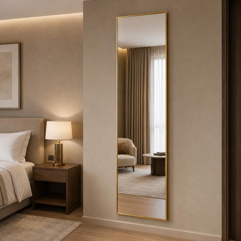 70" Gold Aluminum Freestanding And Wall Mounted Framed Full Length Mirror — view 7