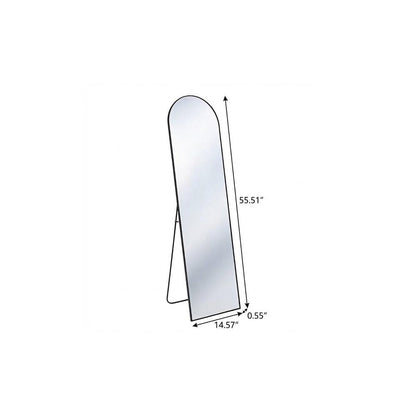 56" Black Aluminum Arch Freestanding And Wall Mounted Framed Full Length Mirror