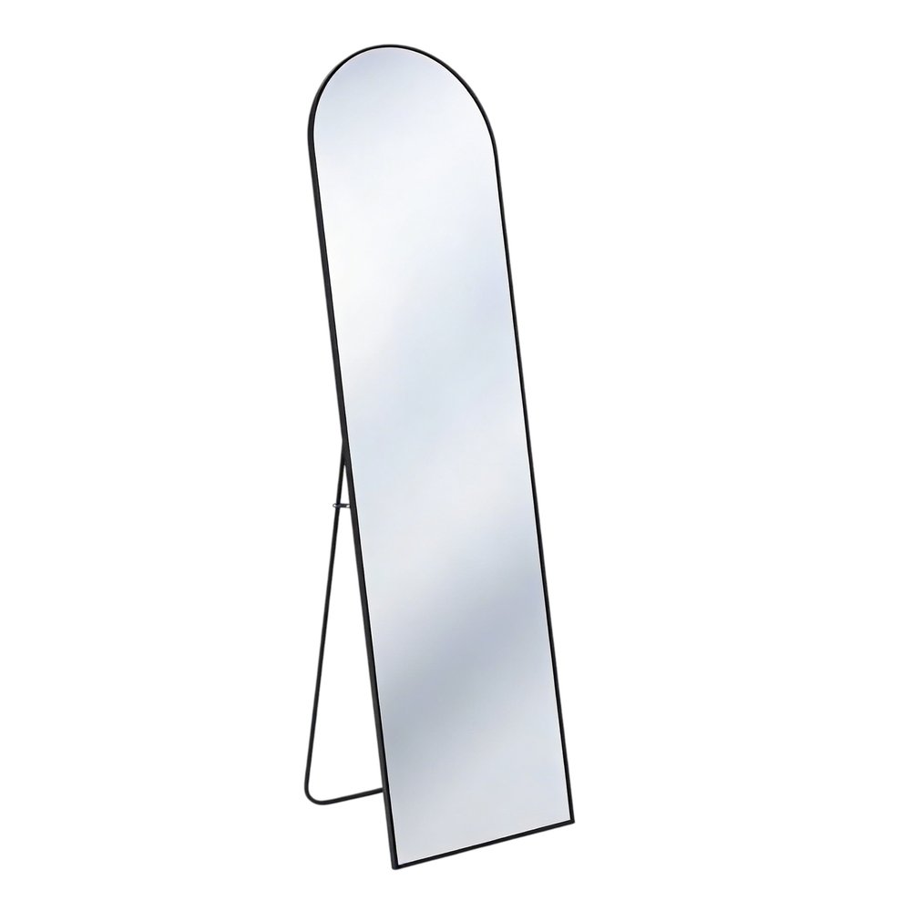 56" Black Aluminum Arch Freestanding And Wall Mounted Framed Full Length Mirror — view 1