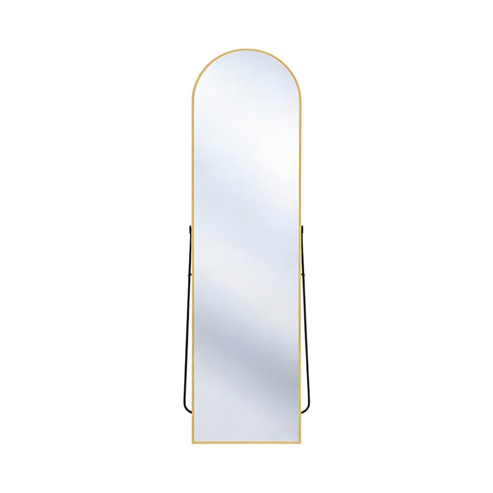 56" Gold Aluminum Arch Freestanding And Wall Mounted Framed Full Length Mirror