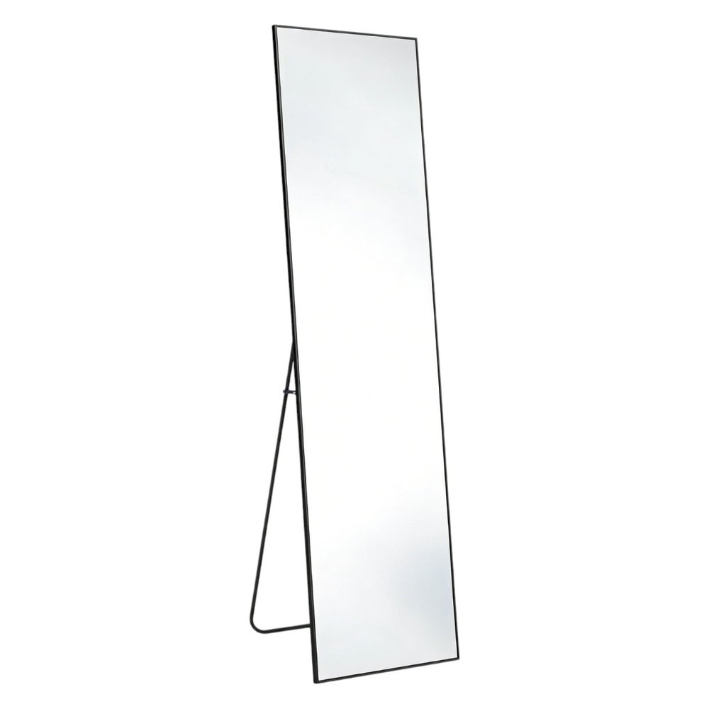 56" Black Aluminum Freestanding And Wall Mounted Framed Full Length Mirror — view 1