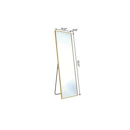 56" Gold Aluminum Freestanding And Wall Mounted Framed Full Length Mirror
