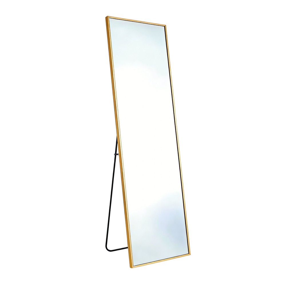 56" Gold Aluminum Freestanding And Wall Mounted Framed Full Length Mirror — view 1