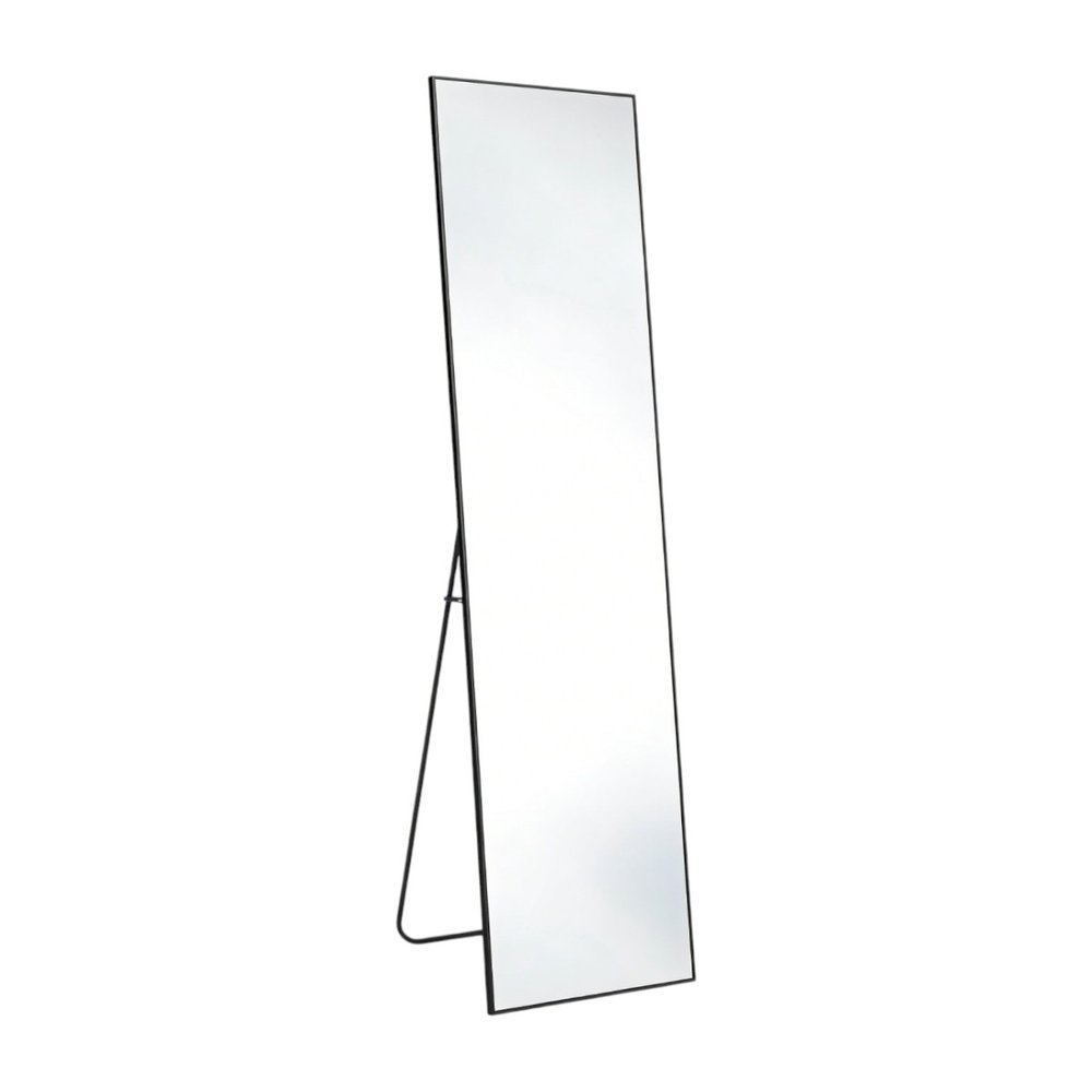 55" Black Aluminum Wall Mount Leaning Or Freestanding Framed Full Length Mirror — view 1