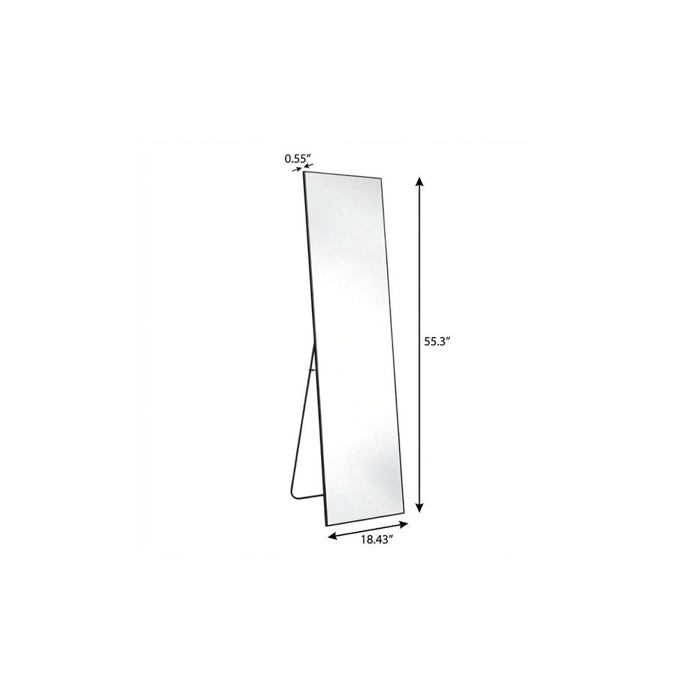 55" Black Aluminum Wall Mount Leaning Or Freestanding Framed Full Length Mirror — view 4