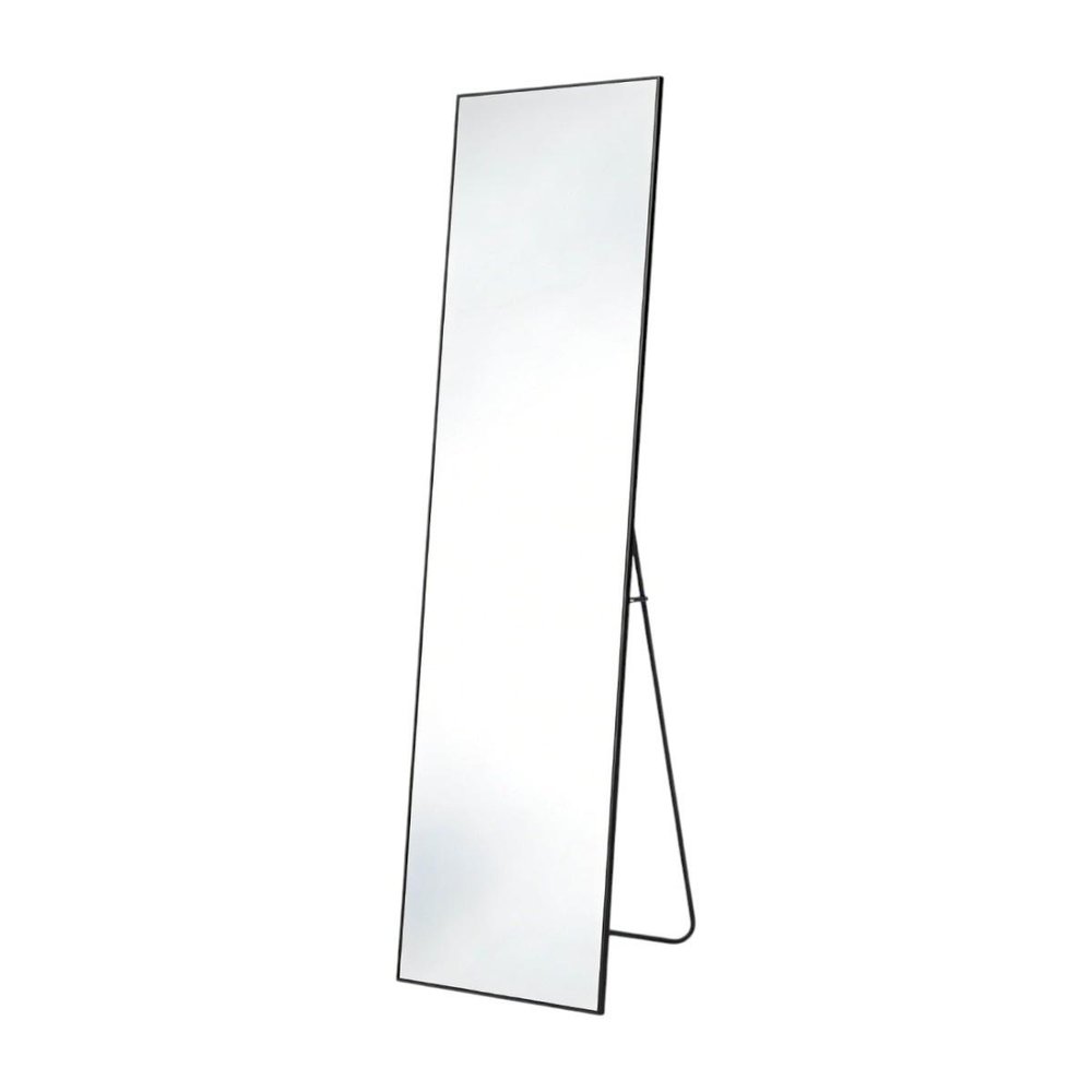 55" Black Aluminum Wall Mount Leaning Or Freestanding Framed Full Length Mirror — view 6