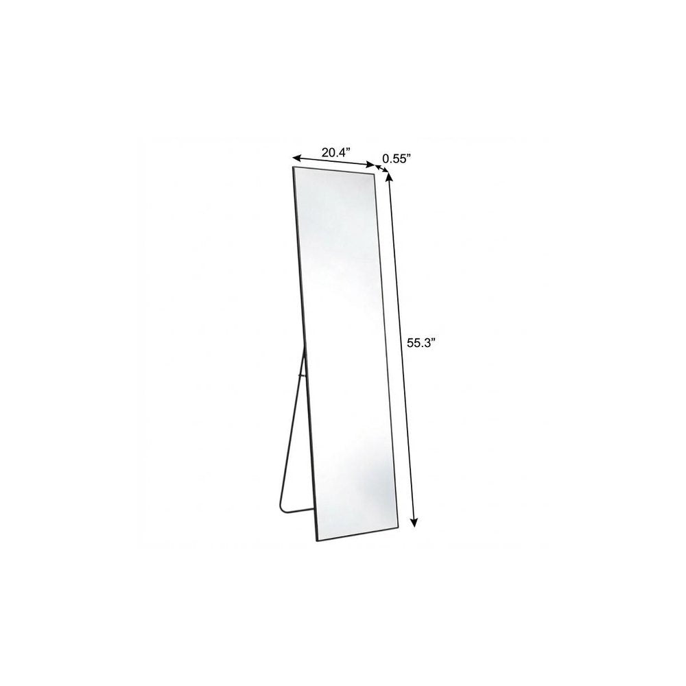 55" Black Aluminum Freestanding And Wall Mounted Framed Full Length Mirror — view 1