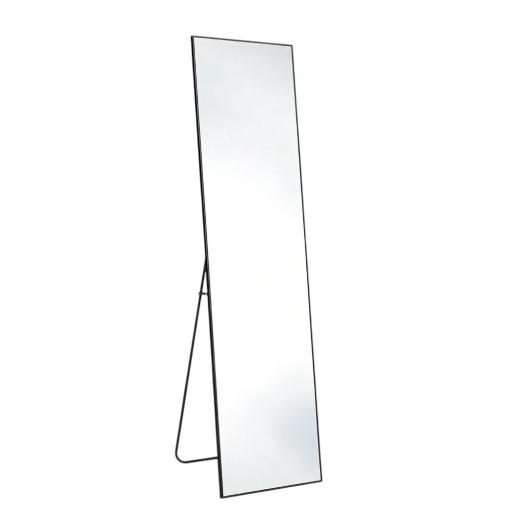 55" Black Aluminum Freestanding And Wall Mounted Framed Full Length Mirror — view 2