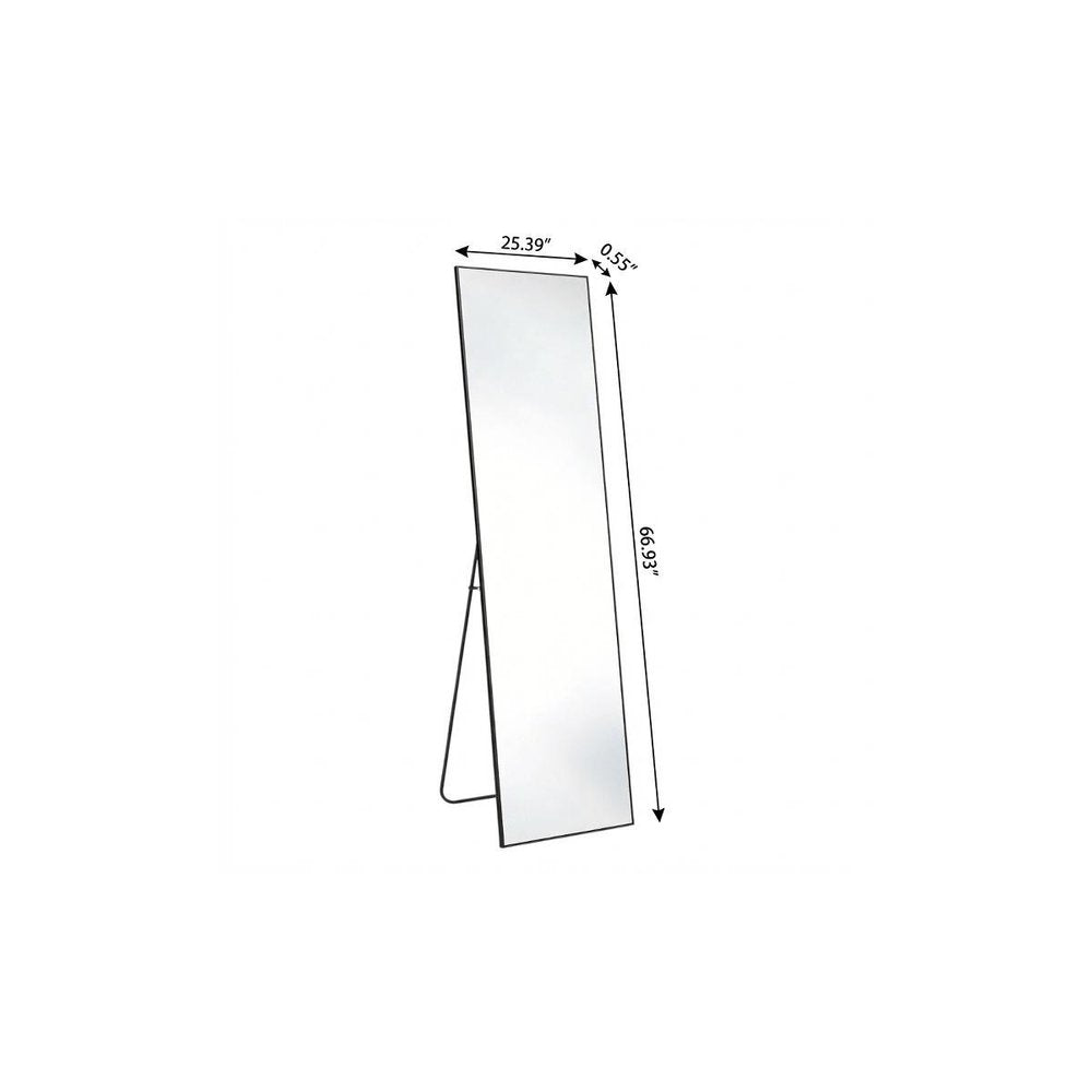 67" Black Aluminum Freestanding And Wall Mounted Framed Full Length Mirror — view 2