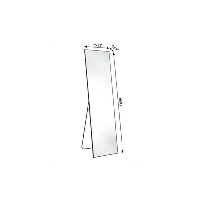 67" Black Aluminum Freestanding And Wall Mounted Framed Full Length Mirror