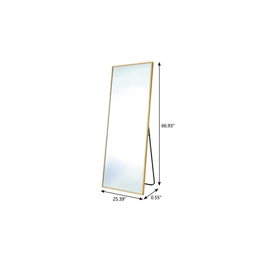 67" Gold Aluminum Freestanding And Wall Mounted Framed Full Length Mirror — view 3