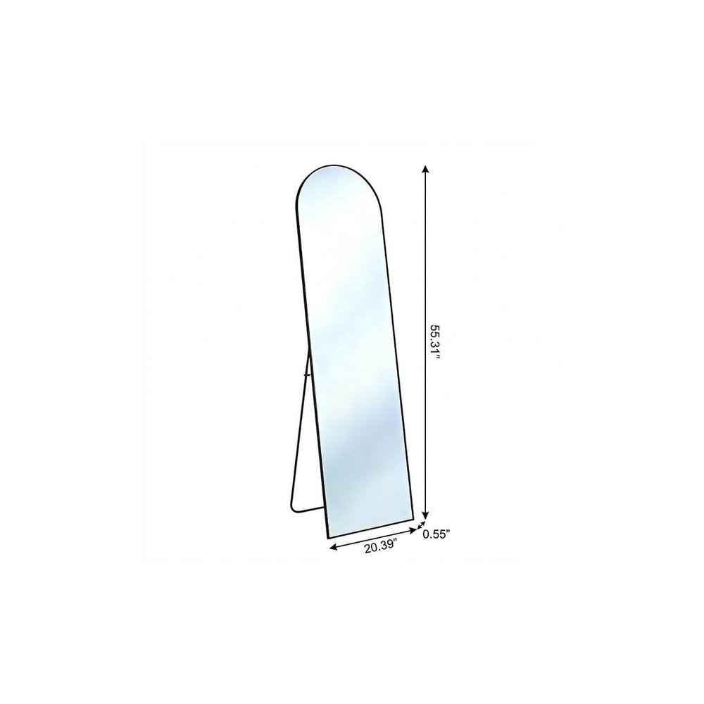 55" Black Aluminum Arch Freestanding And Wall Mounted Framed Full Length Mirror — view 4