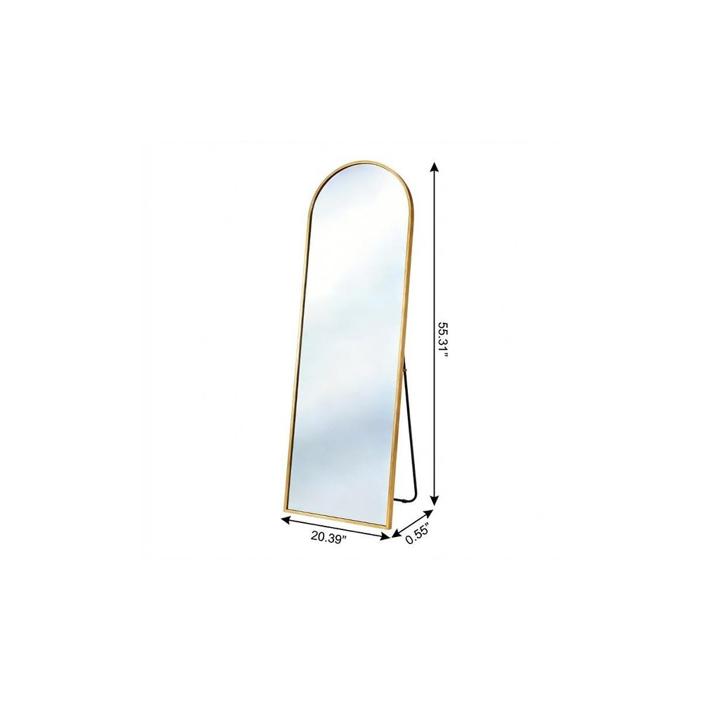 55" Gold Aluminum Arch Freestanding And Wall Mounted Framed Full Length Mirror — view 4