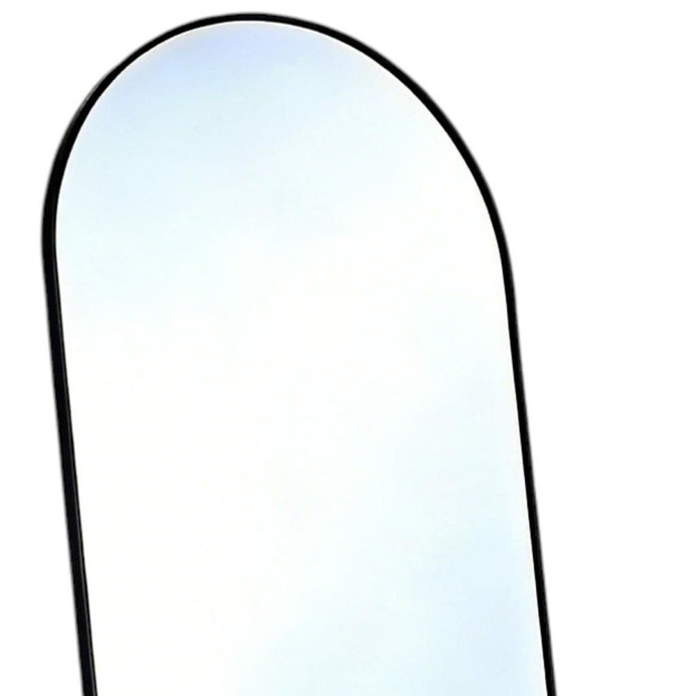 57" Black Aluminum Arch Freestanding And Wall Mounted Framed Full Length Mirror — view 2