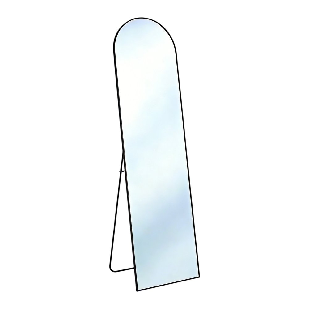 57" Black Aluminum Arch Freestanding And Wall Mounted Framed Full Length Mirror — view 1