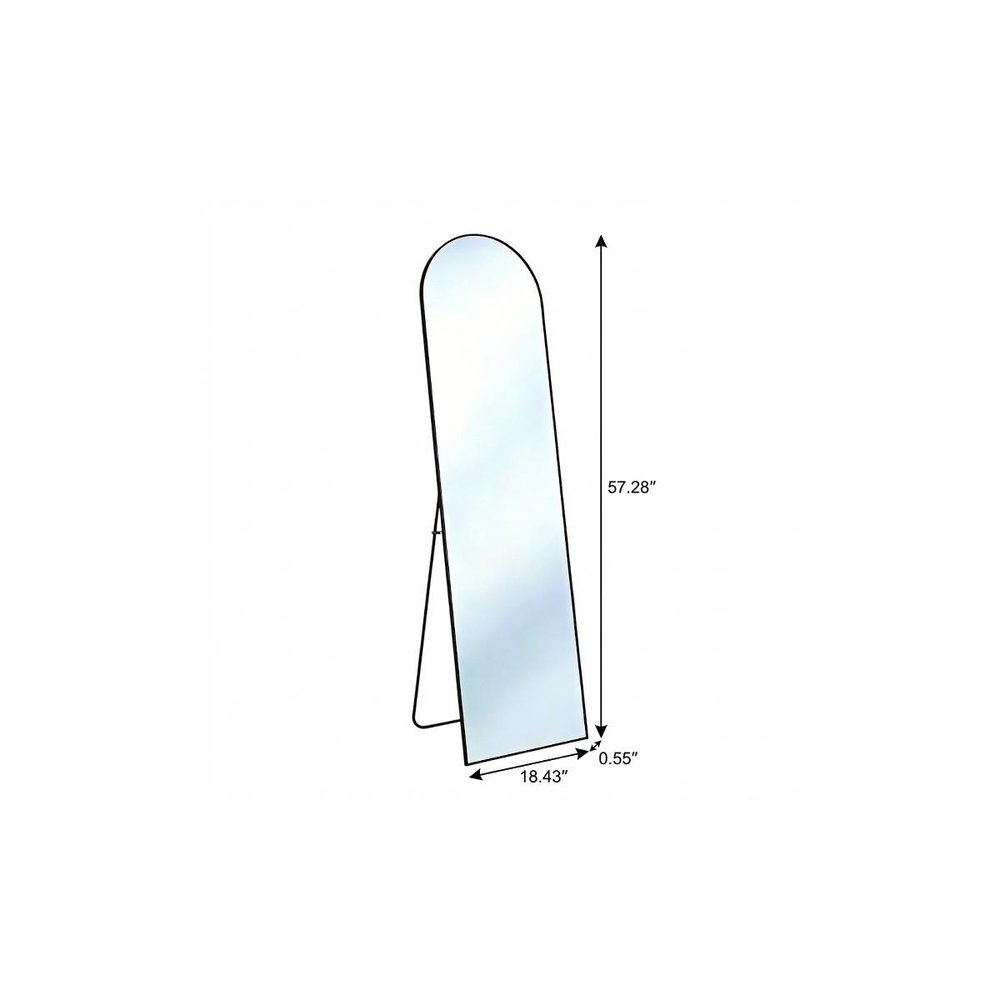 57" Black Aluminum Arch Freestanding And Wall Mounted Framed Full Length Mirror — view 4