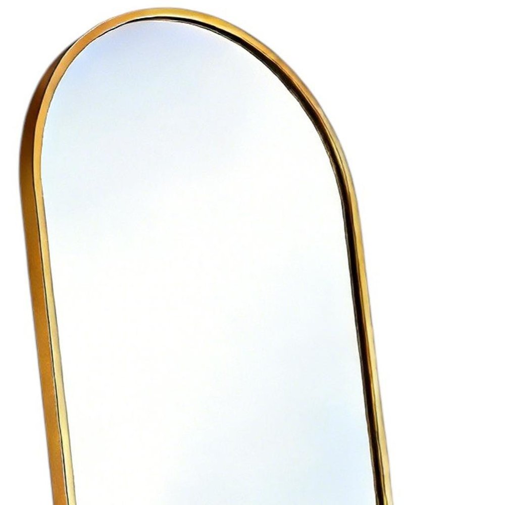 57" Gold Aluminum Arch Freestanding And Wall Mounted Framed Full Length Mirror — view 3