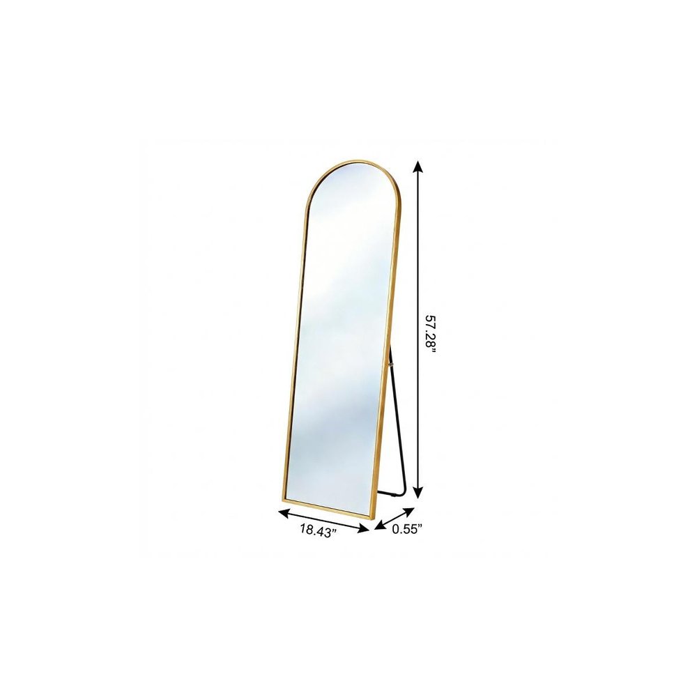 57" Gold Aluminum Arch Freestanding And Wall Mounted Framed Full Length Mirror — view 4