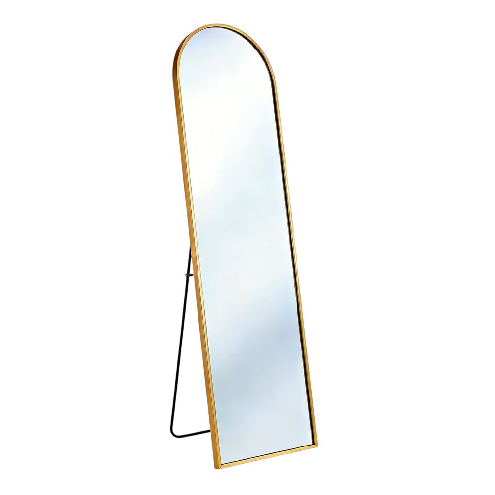 57" Gold Aluminum Arch Freestanding And Wall Mounted Framed Full Length Mirror — view 1