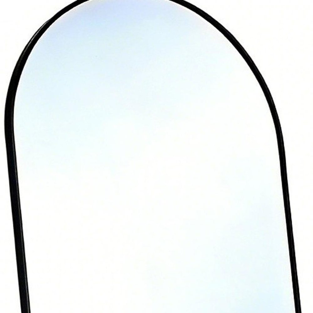 66" Black Aluminum Arch Freestanding And Wall Mounted Framed Full Length Mirror — view 2