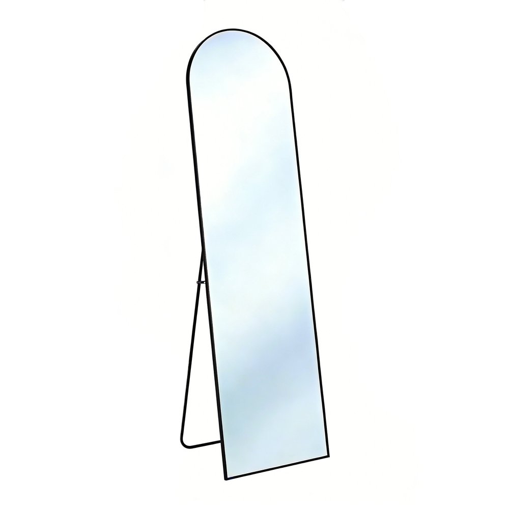 66" Black Aluminum Arch Freestanding And Wall Mounted Framed Full Length Mirror — view 1
