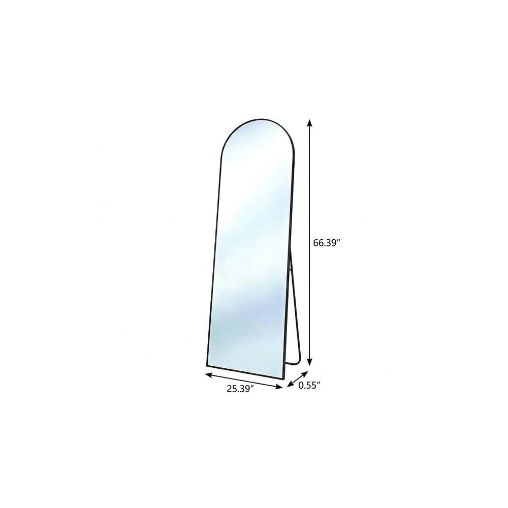 66" Black Aluminum Arch Freestanding And Wall Mounted Framed Full Length Mirror — view 4