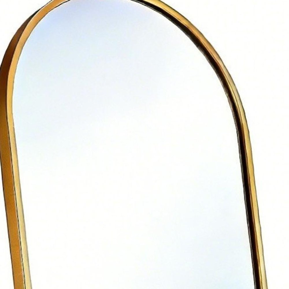 66" Gold Aluminum Arch Wall Mounted And Freestanding Framed Full Length Mirror — view 2