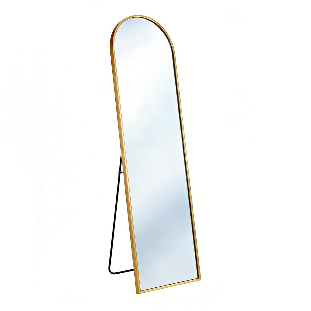 66" Gold Aluminum Arch Wall Mounted And Freestanding Framed Full Length Mirror — view 1