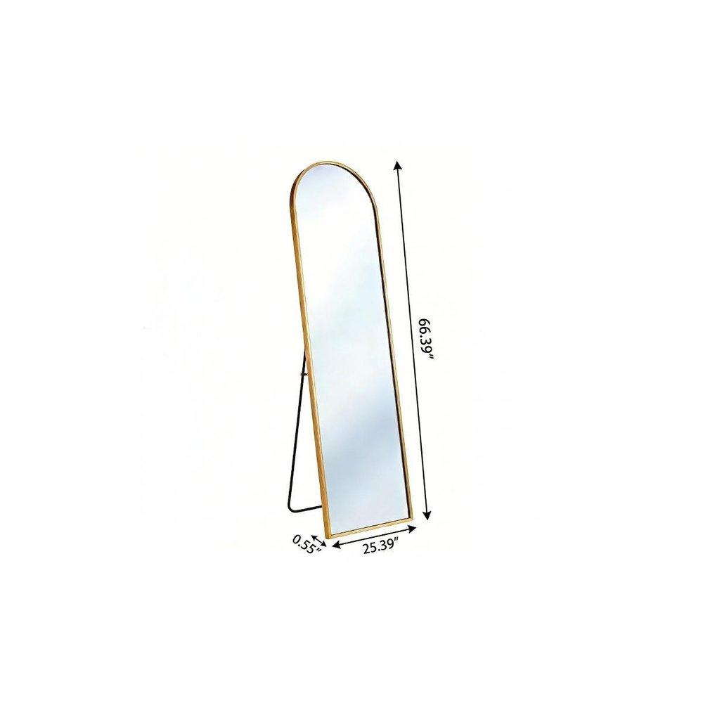 66" Gold Aluminum Arch Wall Mounted And Freestanding Framed Full Length Mirror — view 4