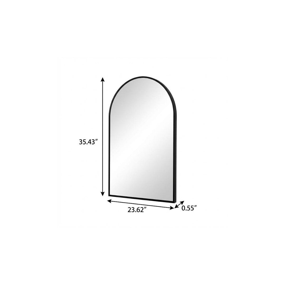 35" Black Aluminum Arch Framed Anti Fog Accent Mirror — view 2