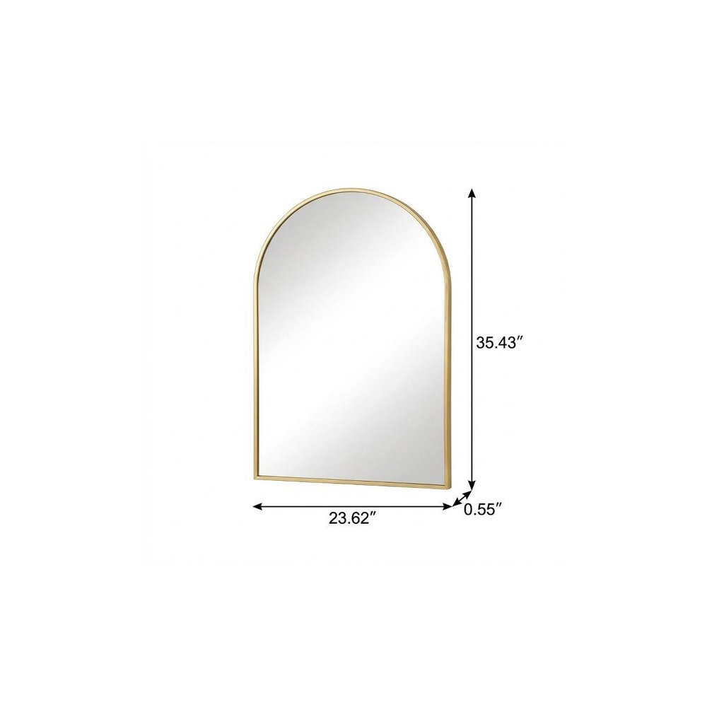 35" Gold Aluminum Arch Framed Anti Fog Accent Mirror — view 3