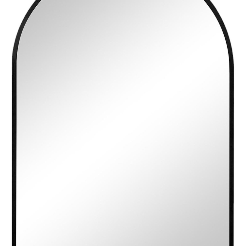 38" Black Aluminum Arch Framed Anti Fog Accent Mirror