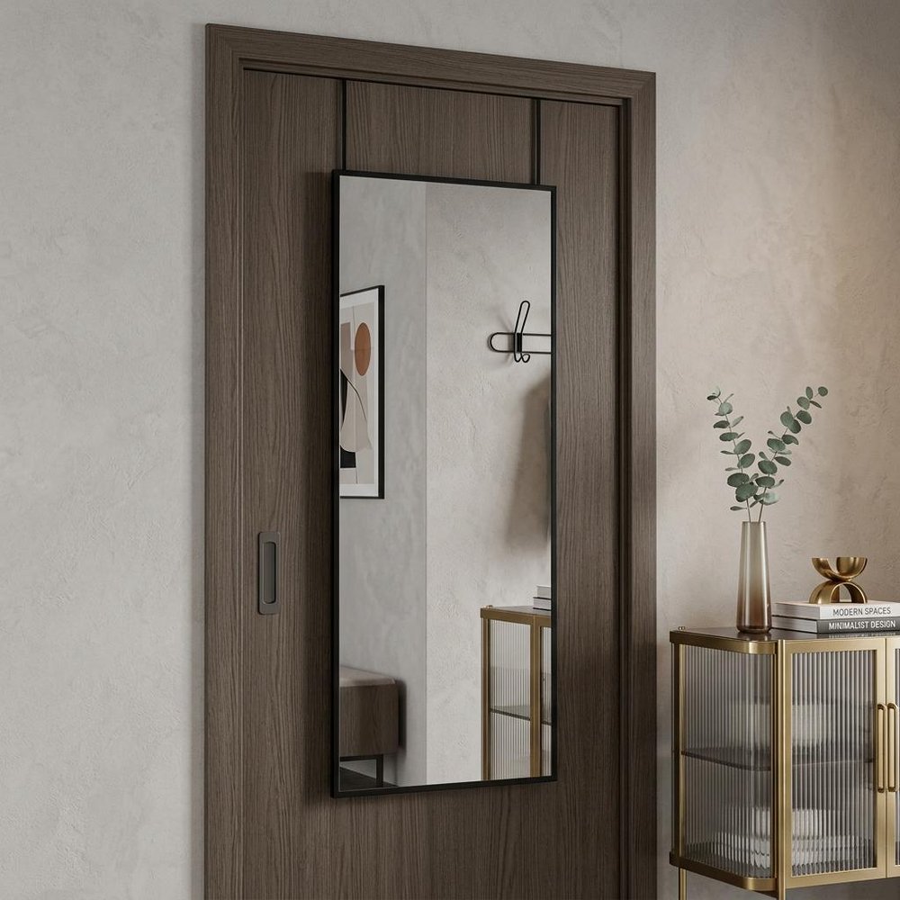 47" Black Aluminum Over the Door Framed Accent Mirror — view 4