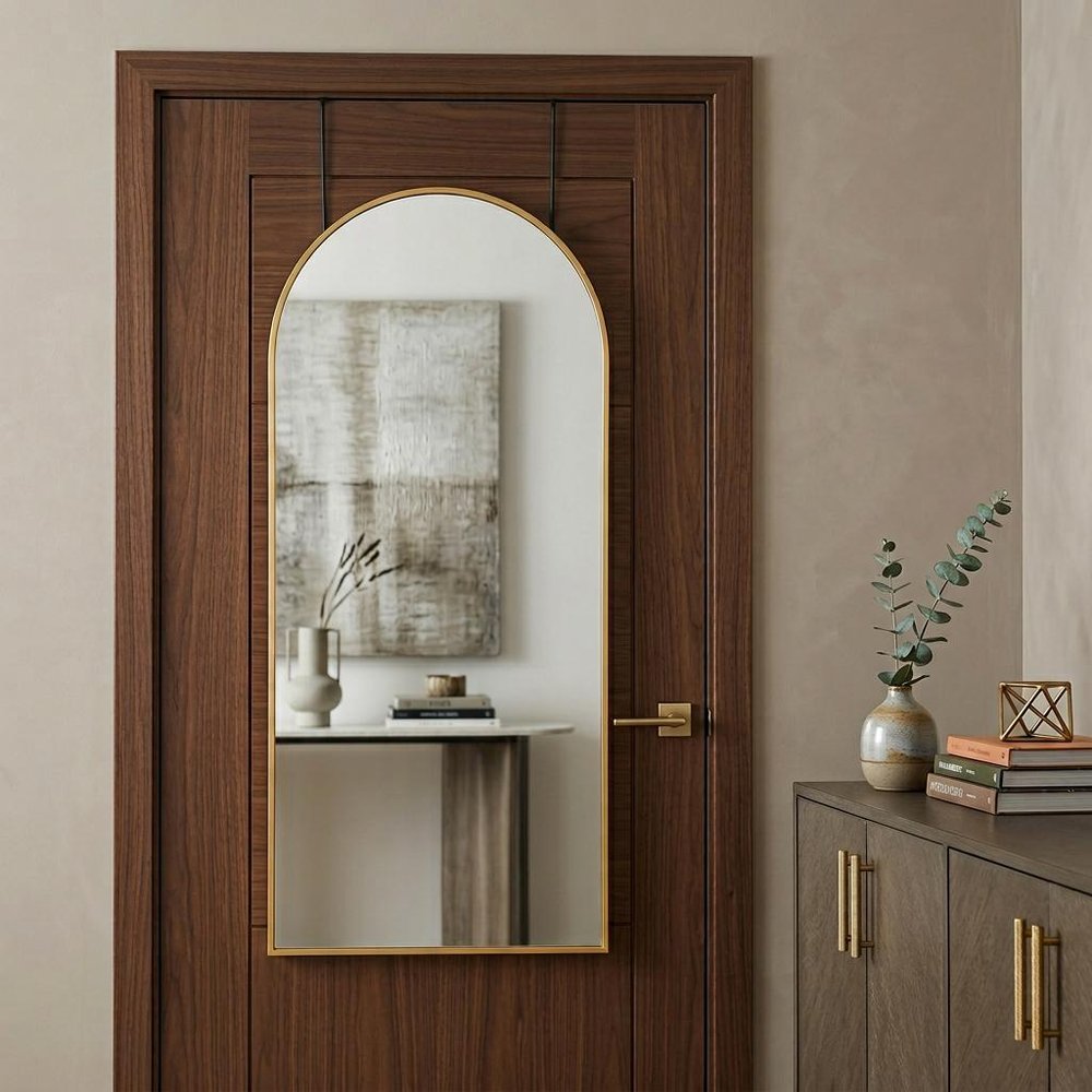 47" Gold Aluminum Arch Over the Door Framed Accent Mirror — view 3