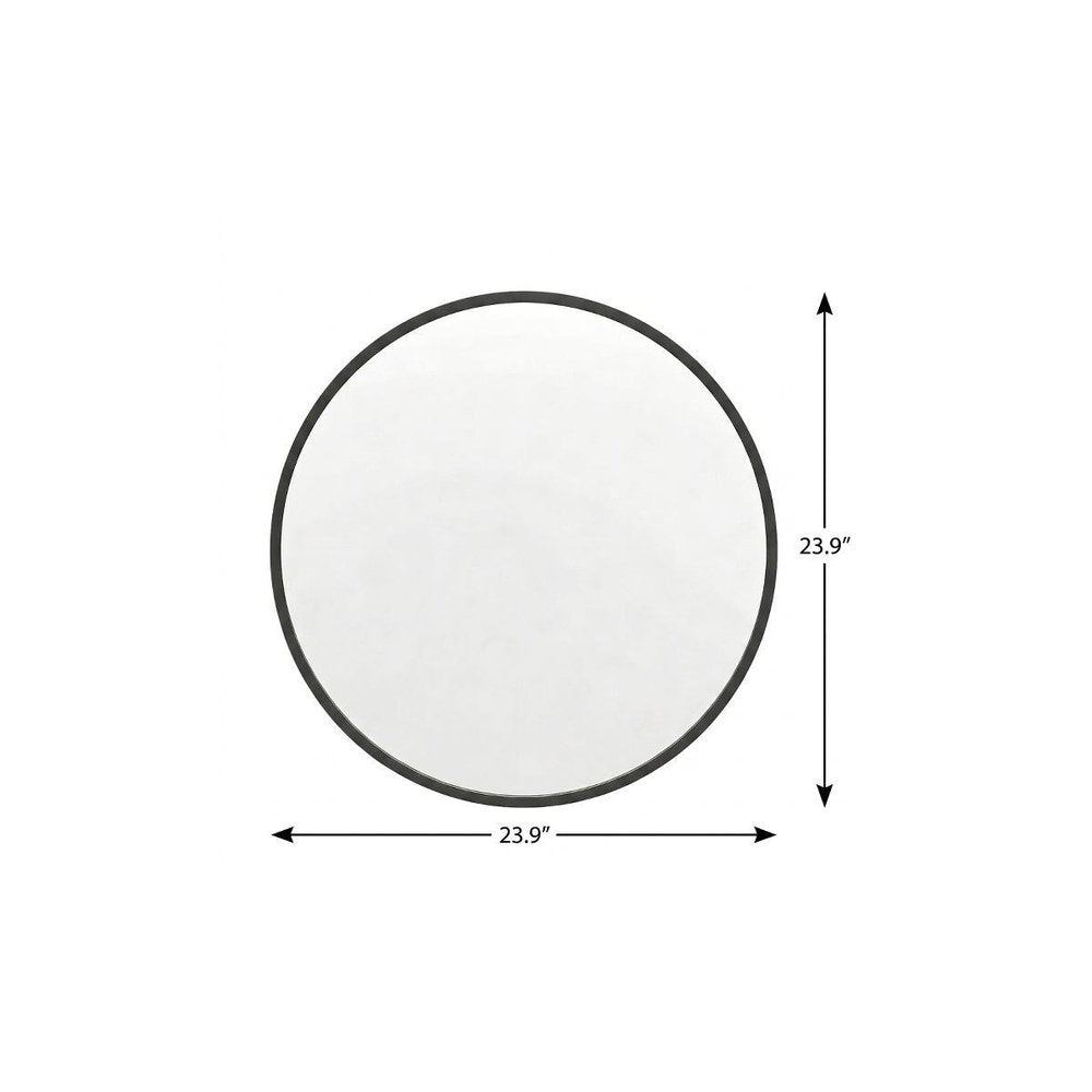 24" Black Aluminum Round Framed Accent Mirror — view 4