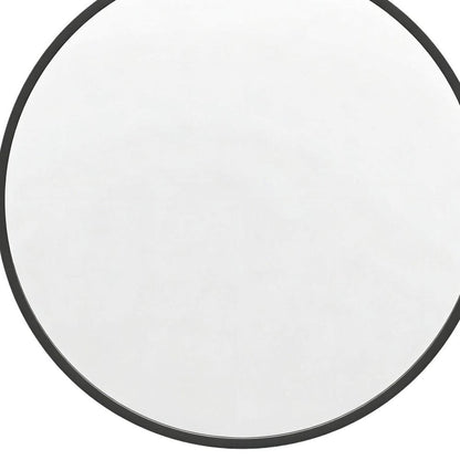 24" Black Aluminum Round Framed Accent Mirror