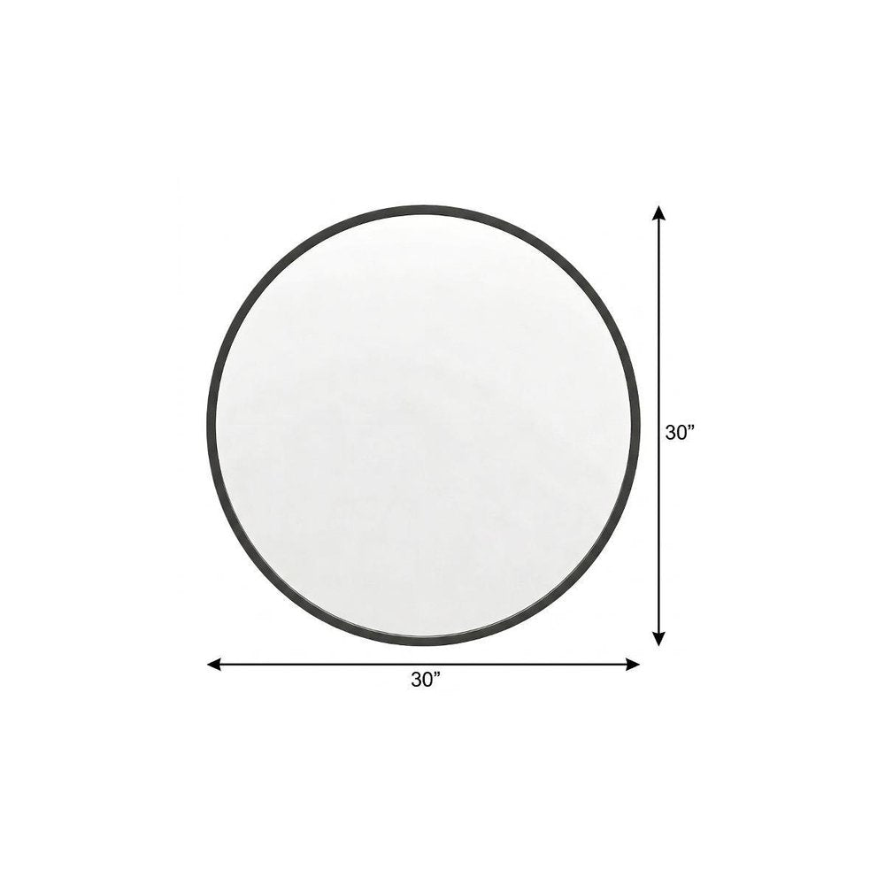 30" Black Aluminum Round Framed Accent Mirror — view 4