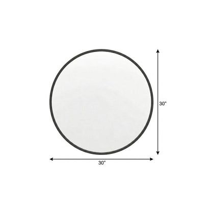 30" Black Aluminum Round Framed Accent Mirror