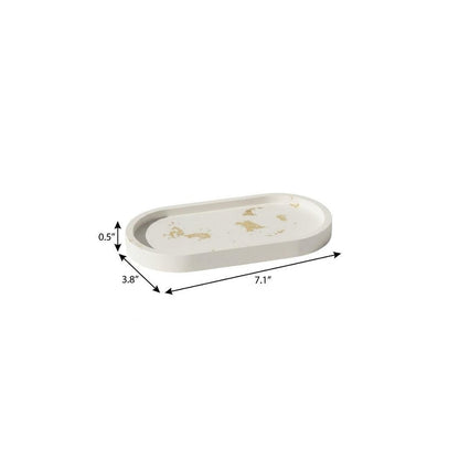 7" White And Gold Resin Handmade Oval Trinket Tray HomeRoots