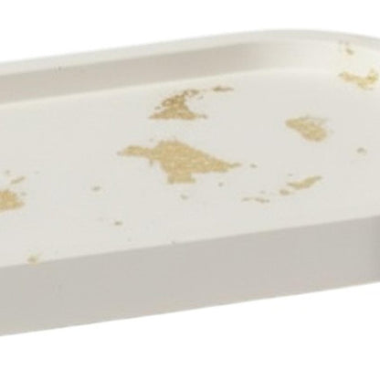 7" White And Gold Resin Handmade Oval Trinket Tray HomeRoots