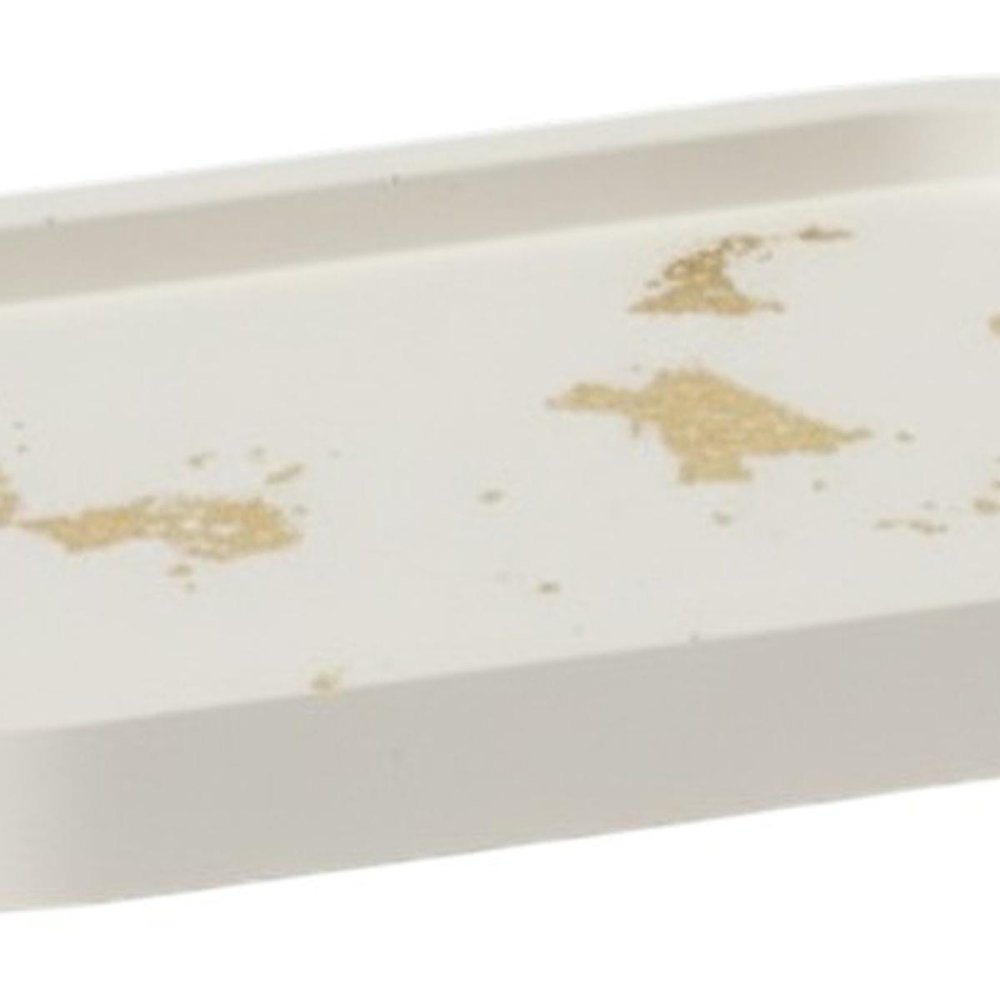 7" White And Gold Resin Handmade Oval Trinket Tray — view 5