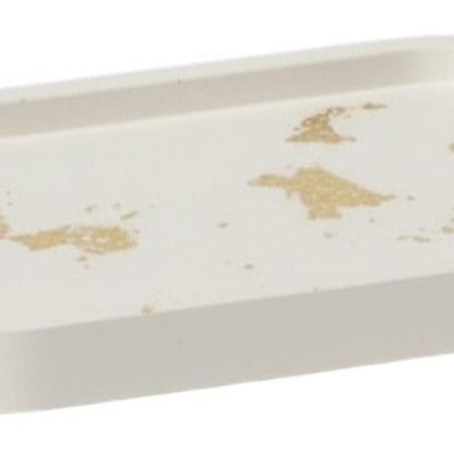 7" White And Gold Resin Handmade Oval Trinket Tray HomeRoots
