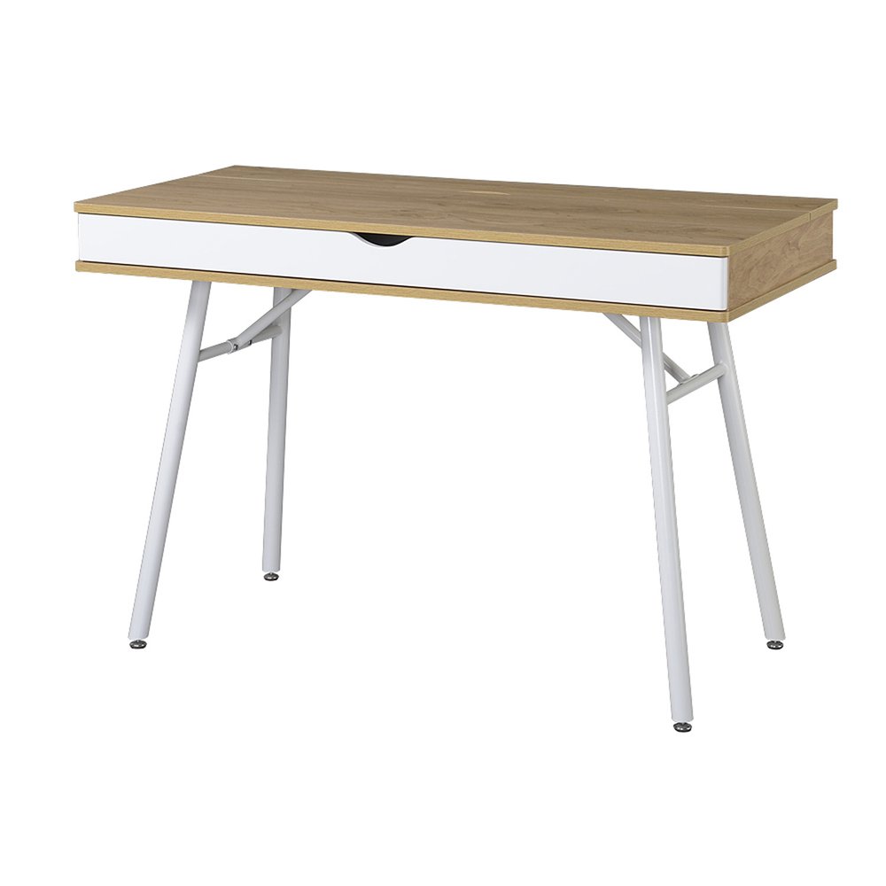 45" Oak and White Wood and Steel Computer Desk HomeRoots
